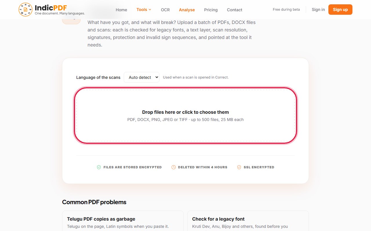 Step 2: Click Drop files here or click to choose them and pick your files.