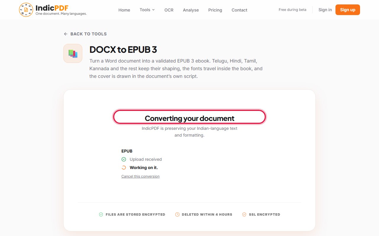 Step 5: Wait while the page says Converting your document.