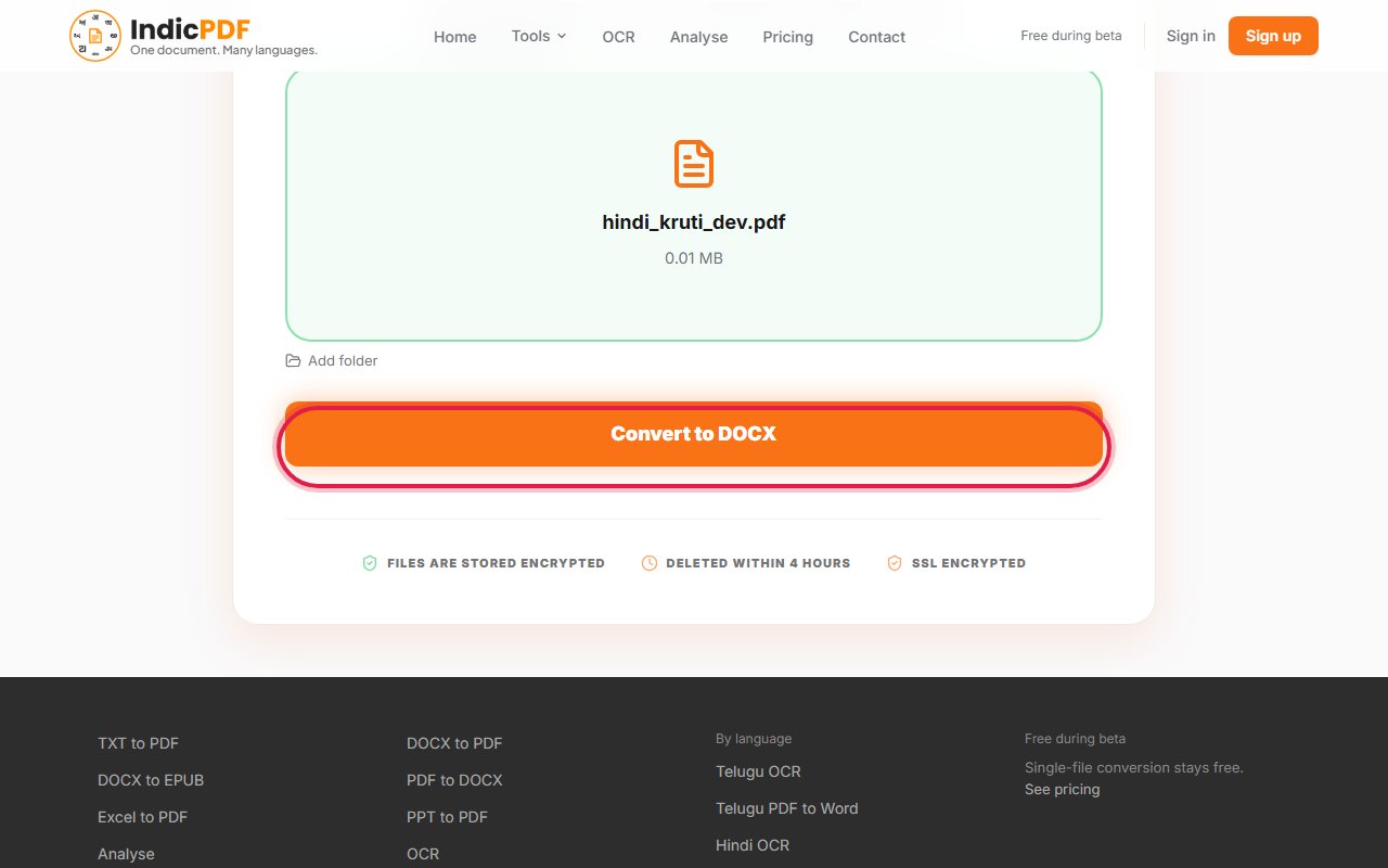 Step 4: Click Convert to DOCX.