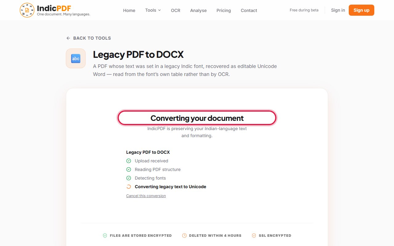 Step 5: Wait while the page says Converting your document. If others are ahead of you, it shows your place in line.