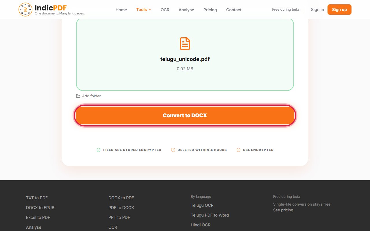 Step 3: Click Convert to DOCX.