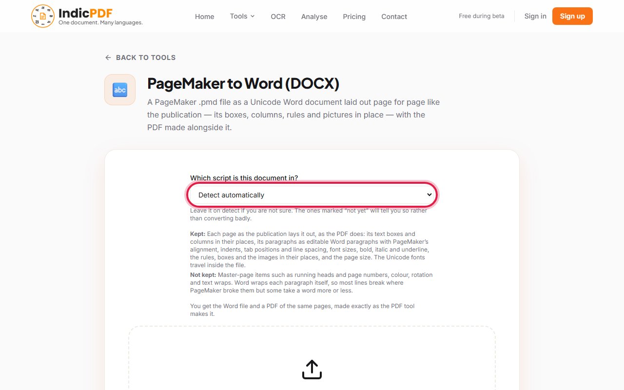 Step 2: Leave Which script is this document in? on Detect automatically. Choose the script yourself only if the page asks you to.