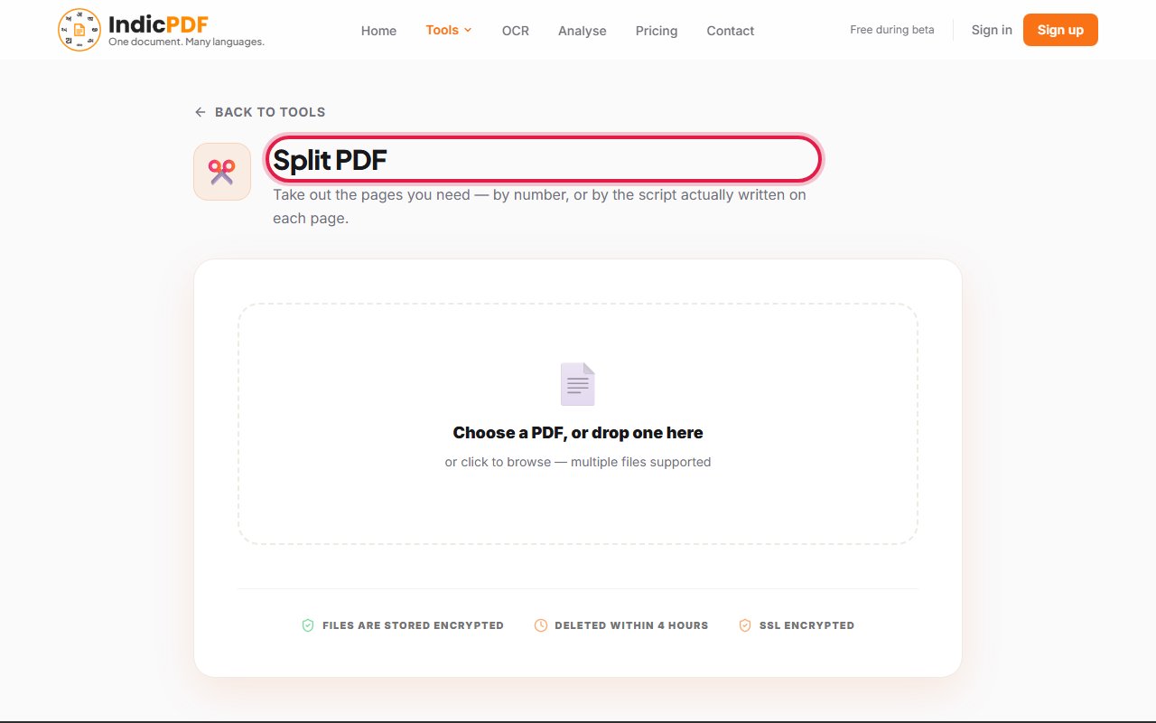 Step 1: Open the Split PDF page.